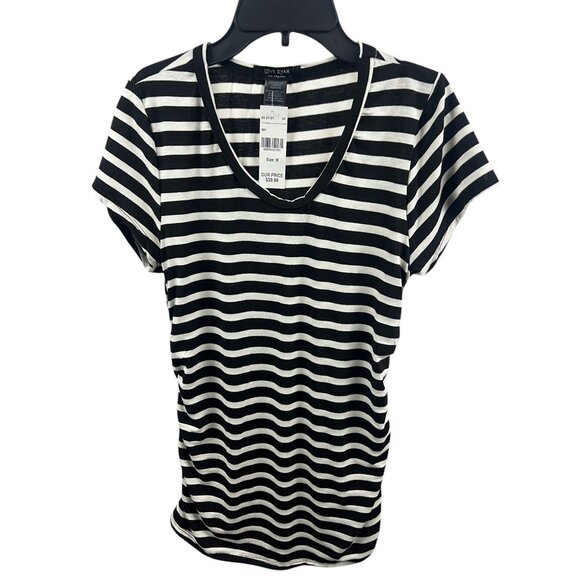 Love Ryan Women's New Striped Black White Short Sleeve T-Shirt M Nautical New St - Picture 1 of 7